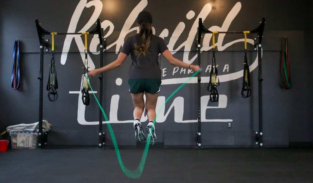 Woman using a skipping rope