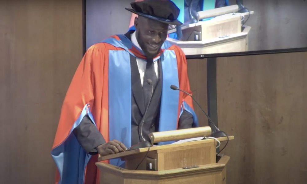 Stormzy receiving his honorary degree