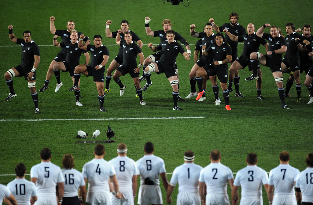 The All Blacks performing a haka at the 2011 Rugby World Cup
